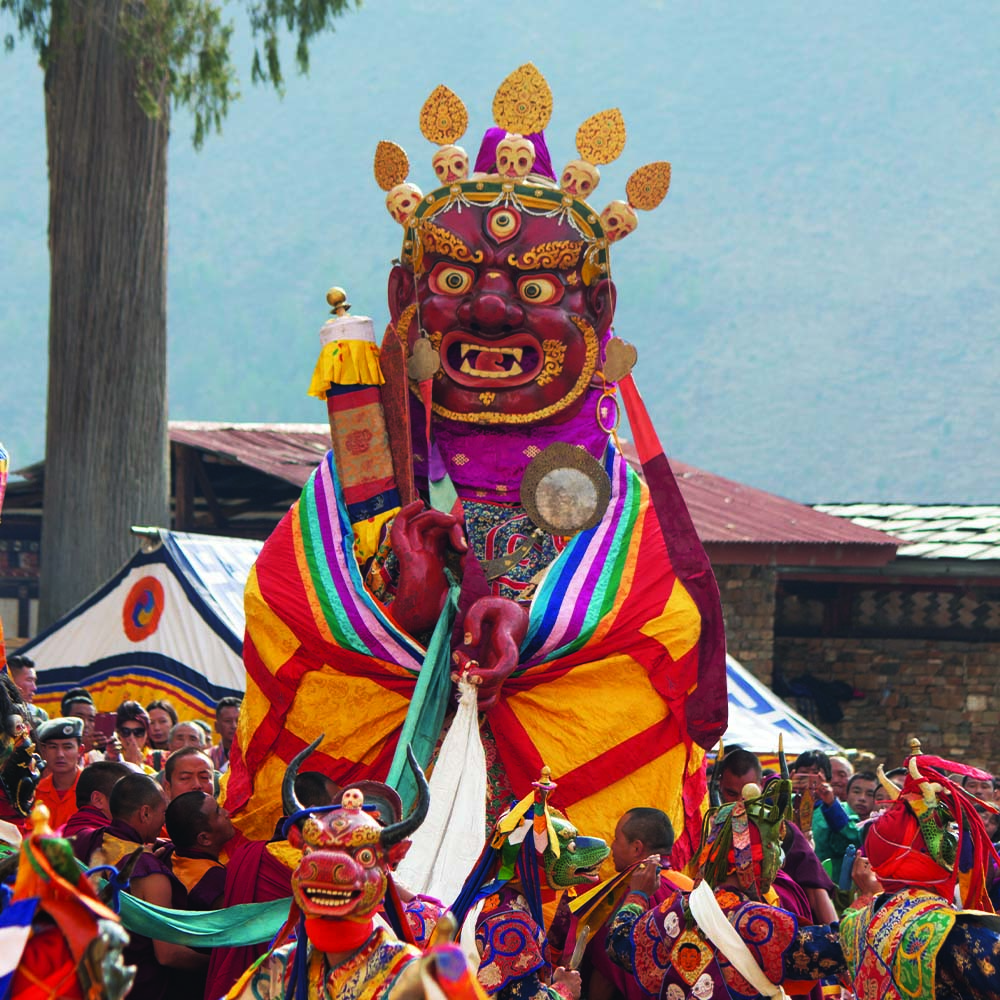 Masked dance at the Paro Tshechu