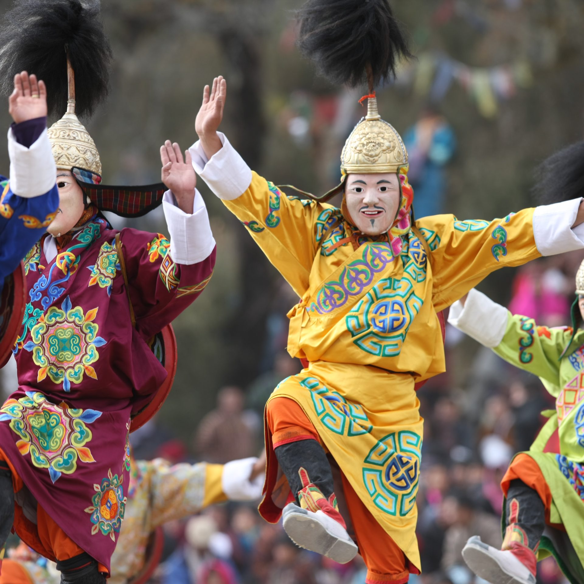 Masked dancers at the Druk Wangyel tshechu
