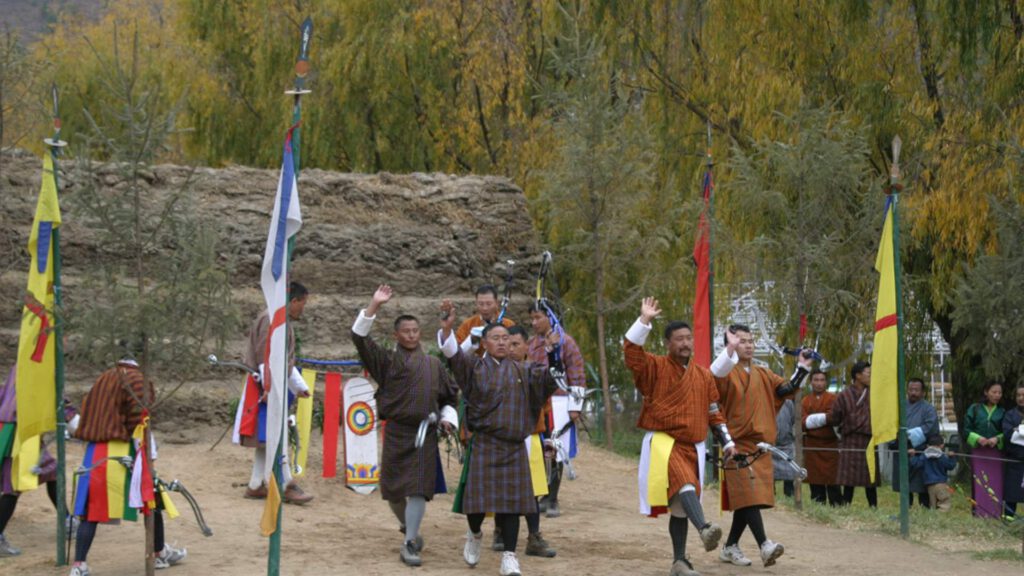 A Bhutanese archery match