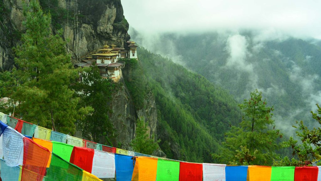 Taktshang, the Tiger's Nest, on the cliff above the Paro valley