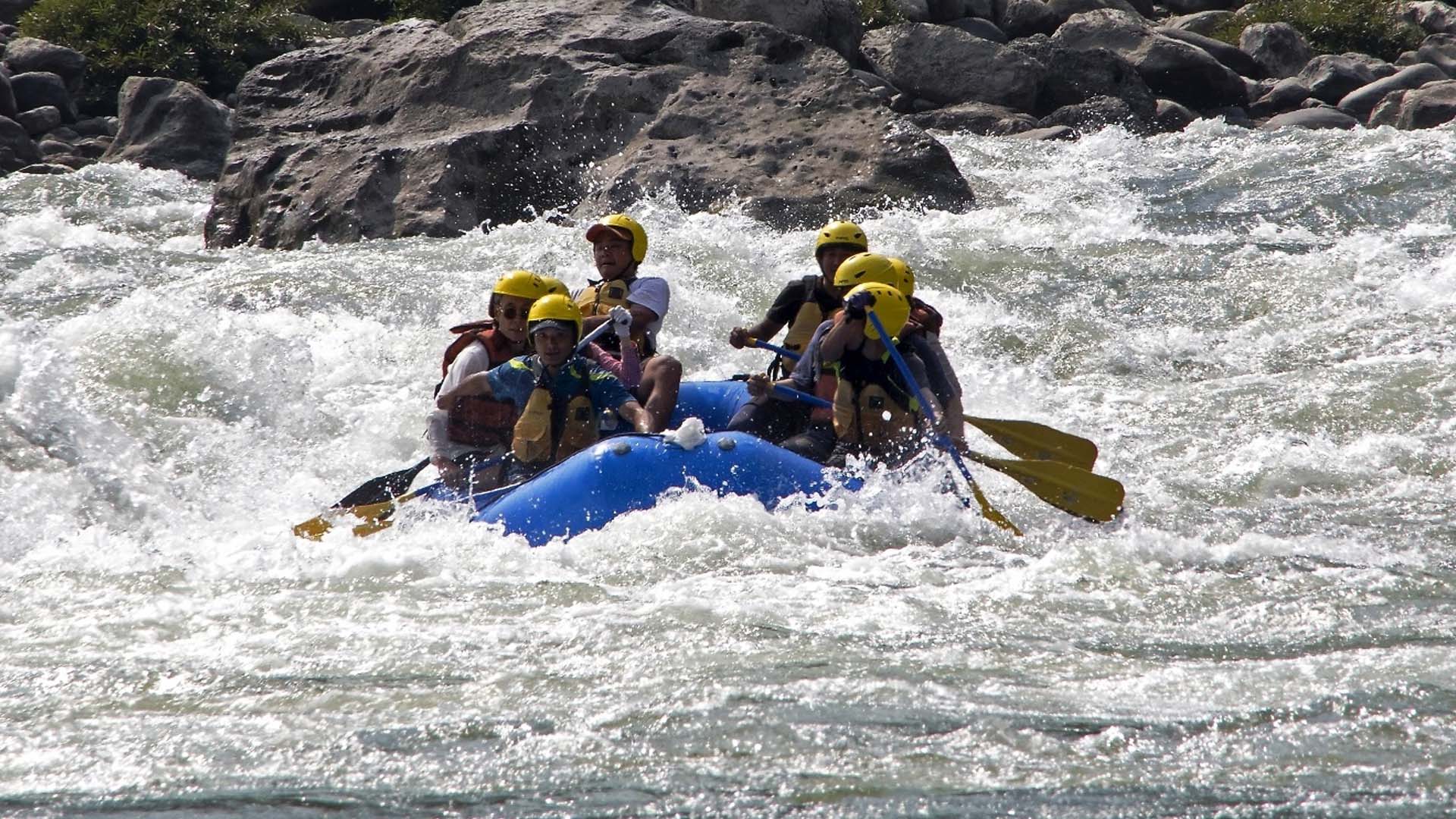 Rafting a whitewater stretch of a Bhutanese river
