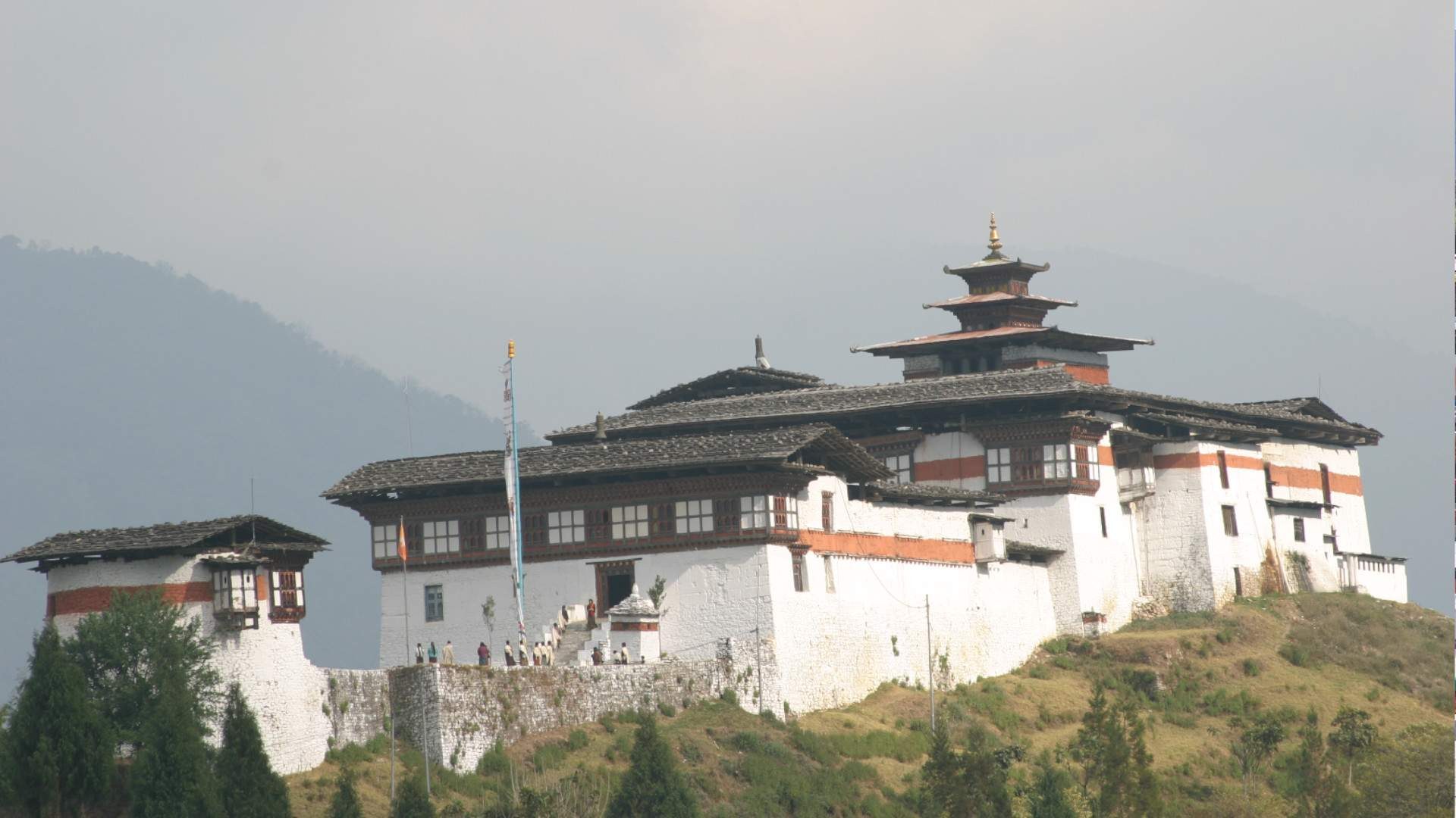 Daga Dzong above the hills of Dagana