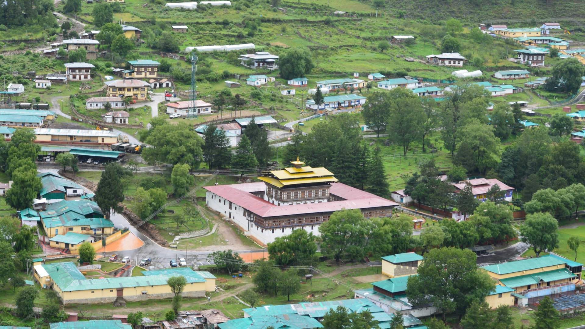 Lhakhang Karpo, the white temple, on the floor of the Haa valley